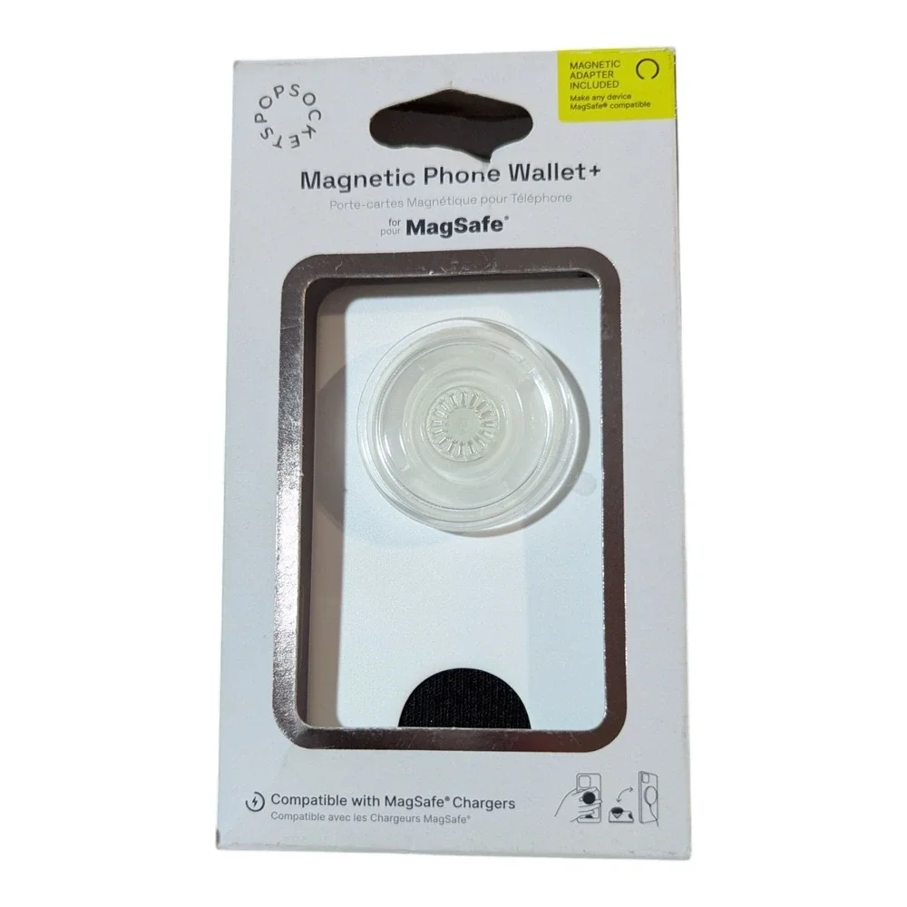 43-O PopSockets MagSafe PopWallet+ Phone Wallet & Grip iPhone - White/Clear